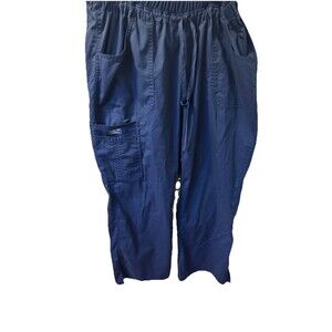Cherokee Women’s Size Petite Large Navy Blue scrub Pants Cargo Drawstring 24001P